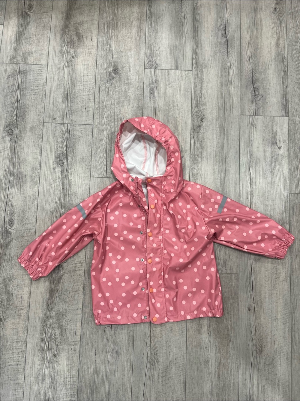 Kids Waterproof Hooded Raincoat in Pink Polka Dot